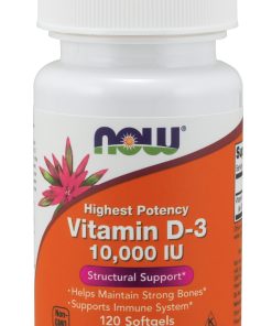 NOW Foods High Potency Vitamin D-3 10000 Iu 120 Soft Gels