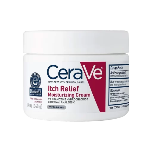 CeraVe Itch Relief Moisturizing Cream, External Analgesic, Steroid Free 12 OZ. (340g)