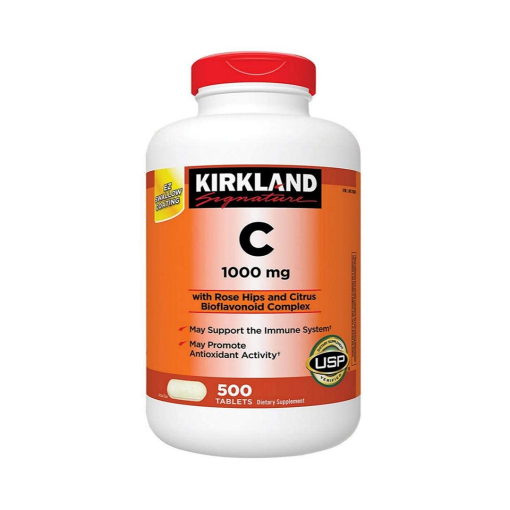 Kirkland Signature C 1000 mg With Rose Hips and Citrus bioflavonoid Complex 500 Tablets