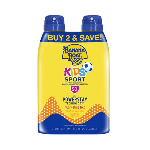 Banana Boat Kids Sport Ultra Clear Sunscreen Spray SPF 50+ Dual Pack 2-6 OZ 170g Each