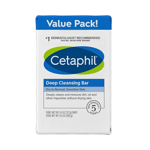 Cetaphil Deep Cleansing Bar Dry To Normal Skin Value Pack OF 3 NET WT 4.5 OZ (127g)