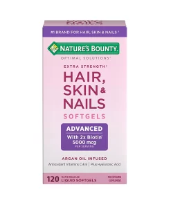 Natures Bounty Hair Skin & Nails Softgels Advanced Biotin 5000mcg 120 Liquid Softgels
