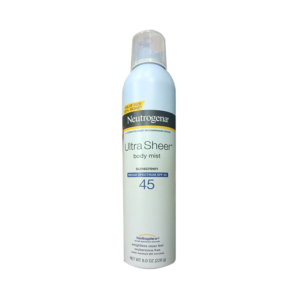 Neutrogena Ultra Sheer Body Mist Sunscreen Broad Spectrum SPF 45 Net Wt 8.0  Oz 226 g - Vitamin Deck