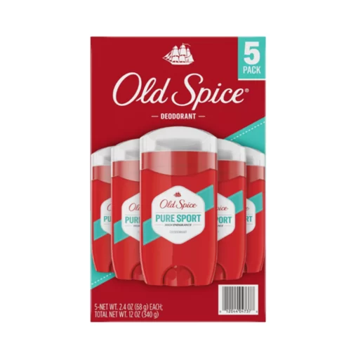 Old Spice Deodorant Pure Sport Pack of 5 2.4 OZ (68g) Each