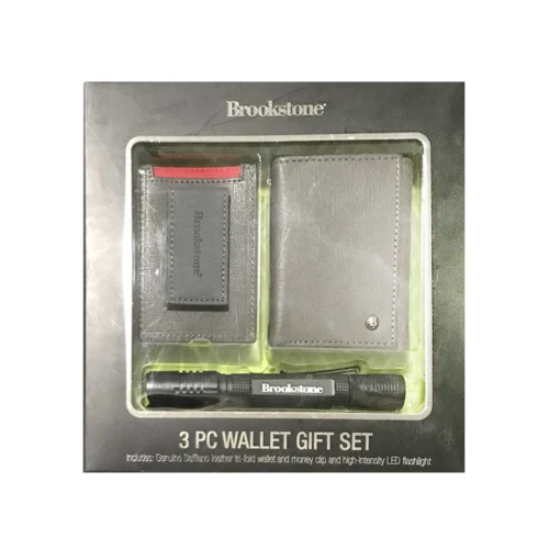 Brrokstone 3 PC Wallet Gift Set With High Intensity LED Flashlight