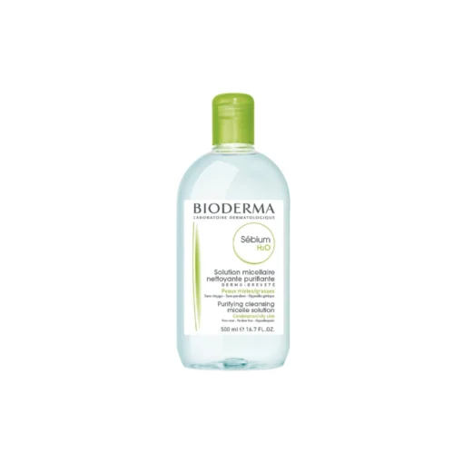 Bioderma Sébium H2O Purifying Micellar Cleansing Water and Makeup Removing Solution 16.7 Fl Oz 500ml