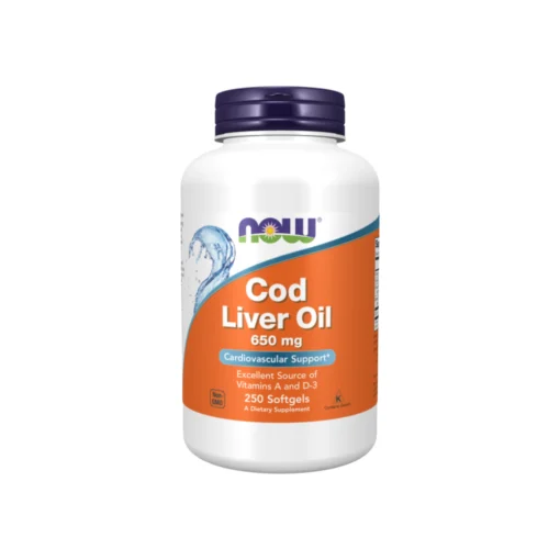 Now Food Cod Liver Oil 650mg Cardiovascular Support 250 Soft Gels