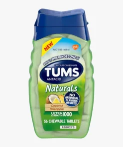 Tums Naturals Ultra Strength Antacid Chewable Coconut Pineapple 56 Count
