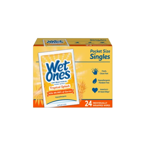 Wet Ones Antibacterial Hand Wipes Singles Tropical Splash 24 Ct