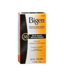 Bigen Permanent Powder Hair Color 58 Black Brown Noir Natural 6 g