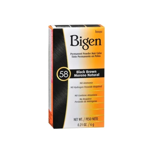 Bigen Permanent Powder Hair Color 58 Black Brown Noir Natural 6 g