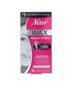 Barbasol Nair Hair Remover Wax Ready-Strips for Face & Bikini, 40 Count