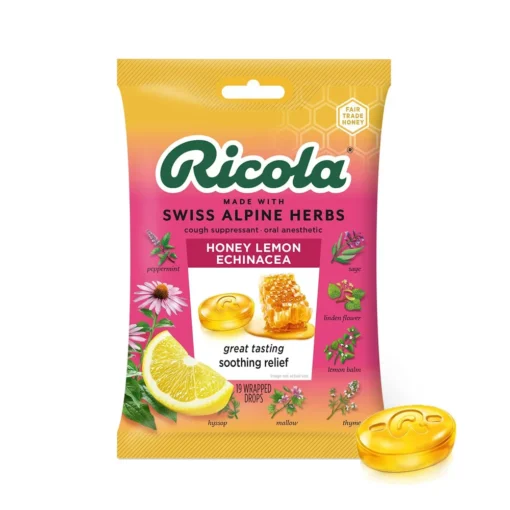 RICOLA Honey lemon with Echinacea Cough Suppressant Throat Drop 19 Ct