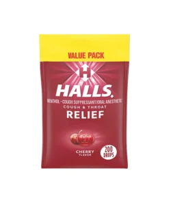 HALLS Relief Cough & Soothes Sore Throats Cools Nasal Passages 200 Drops Cherry Flavor