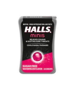 HALLS Minis Watermelon Flavor Sugar Free Cough Drops 24 Drops