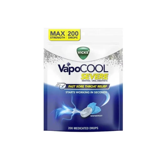 Vapocool Severe Fast Sore Throat Relief 200 Medicated Drops