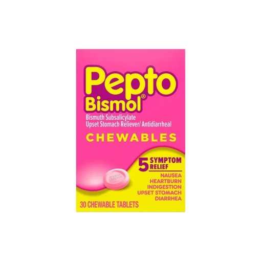 Pepto Bismol Chewable Tablets Fast Relief Original Flavor - 30 Ct