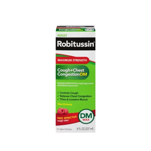 Robitussin Adult Maximum Strength Cough + Chest Congestion DM Raspberry 8 oz