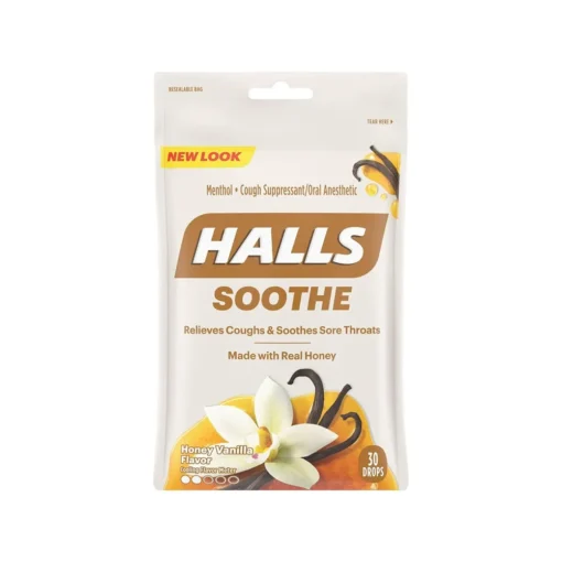 HALLS Throat Soothing Honey Vanilla Cough Drops