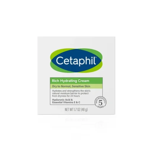 Cetaphil Rich Hydrating Cream for Dry to Normal Sensitive Skin, 1.7 fl oz