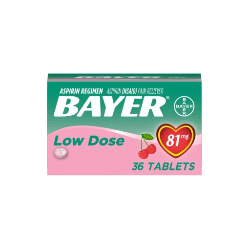 Bayer Chewable Aspirin Regimen Low Dose Pain Reliever Tablets 81mg Cherry 36 Count