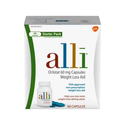 Alli Orlistat Weight Loss Supplement Capsules Starter Pack, 60 mg, 60 Ct