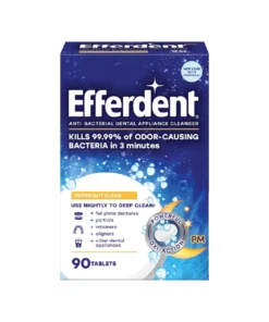 Efferdent Retainer & Denture Cleaner Tablets Overnight Whitening 90 Count