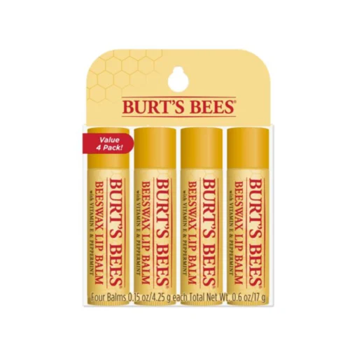 Burts Bees Beeswax Lip Balm Pack for Unisex - 4 x 0.15 Oz