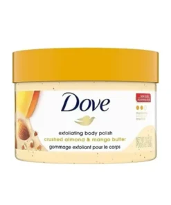 Dove Scrub Crushed Almond & Mango Butter for Silky Smooth Skin Body Scrub Exfoliates & Restores Skin's Natural Nutrients 10.5 Oz