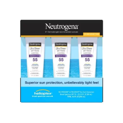 Neutrogena Ultra Sheer Dry-Touch Sunscreen Broad Spectrum SPF 55 Lotion 3.0 Fl Oz (Pack of 3)