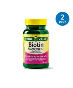 Spring Valley Biotin 10,000 Mcg Plus Keratin Tablets Dietary Supplement 60 Tablets