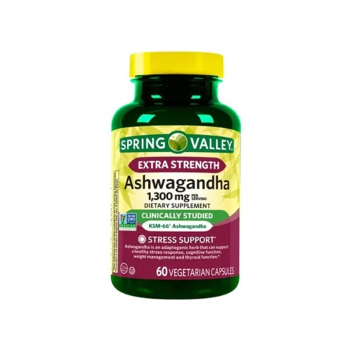 Spring Valley Extra Strength Ashwagandha Dietary Supplement, 1300 mg, 60 Vegetarian Capsules