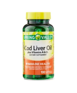 Spring Valley Cod Liver Oil Plus Vitamins A & D3 - Immune Health Support 100 Softgels