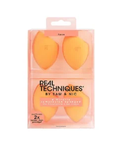 Real Techniques Miracle Complexion Sponge Makeup Sponge for Foundation Orange 4 Count